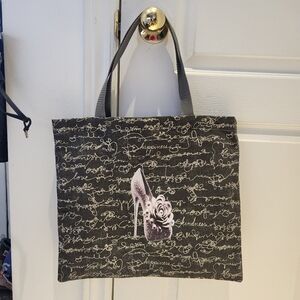 One Of A Kind Handmade Tote Bag With Custom High Heel Art